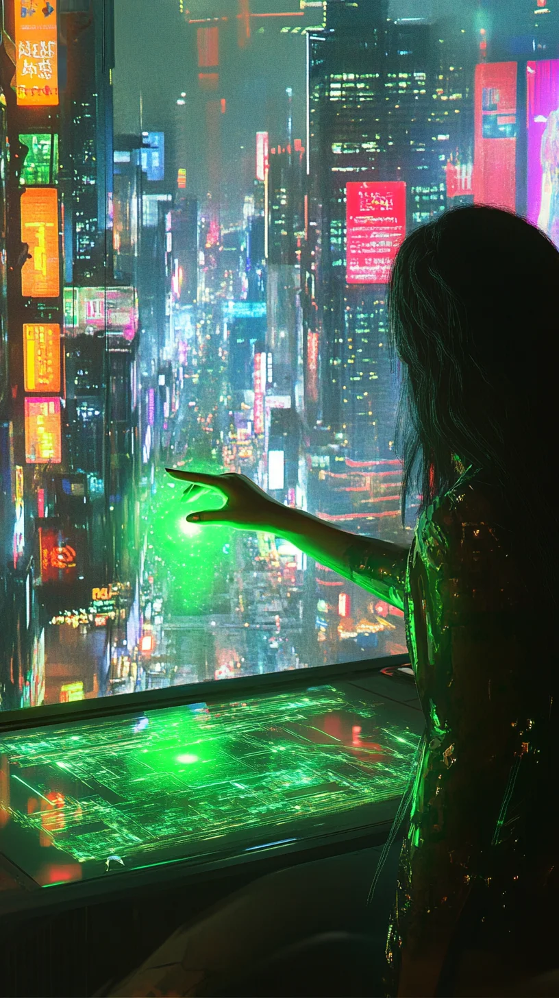 Woman pressing glowing green button — launching cash central loan application