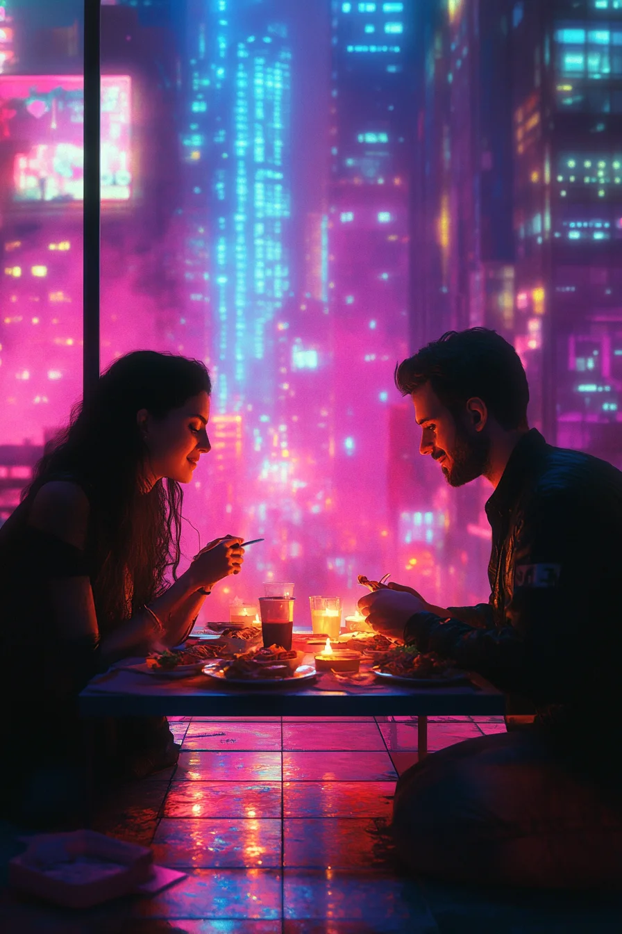American couple eating takeout on floor of new empty apartment on first night